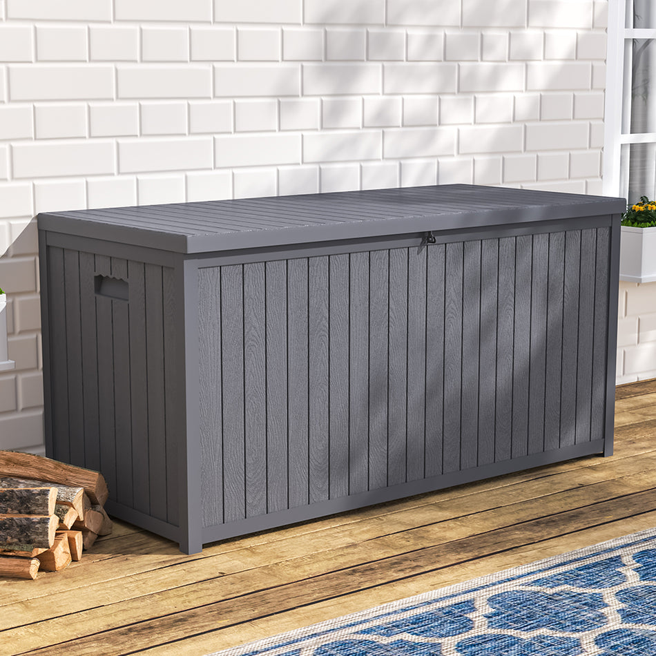 430L Grey Lockable Plastic Waterproof Garden Storage Box