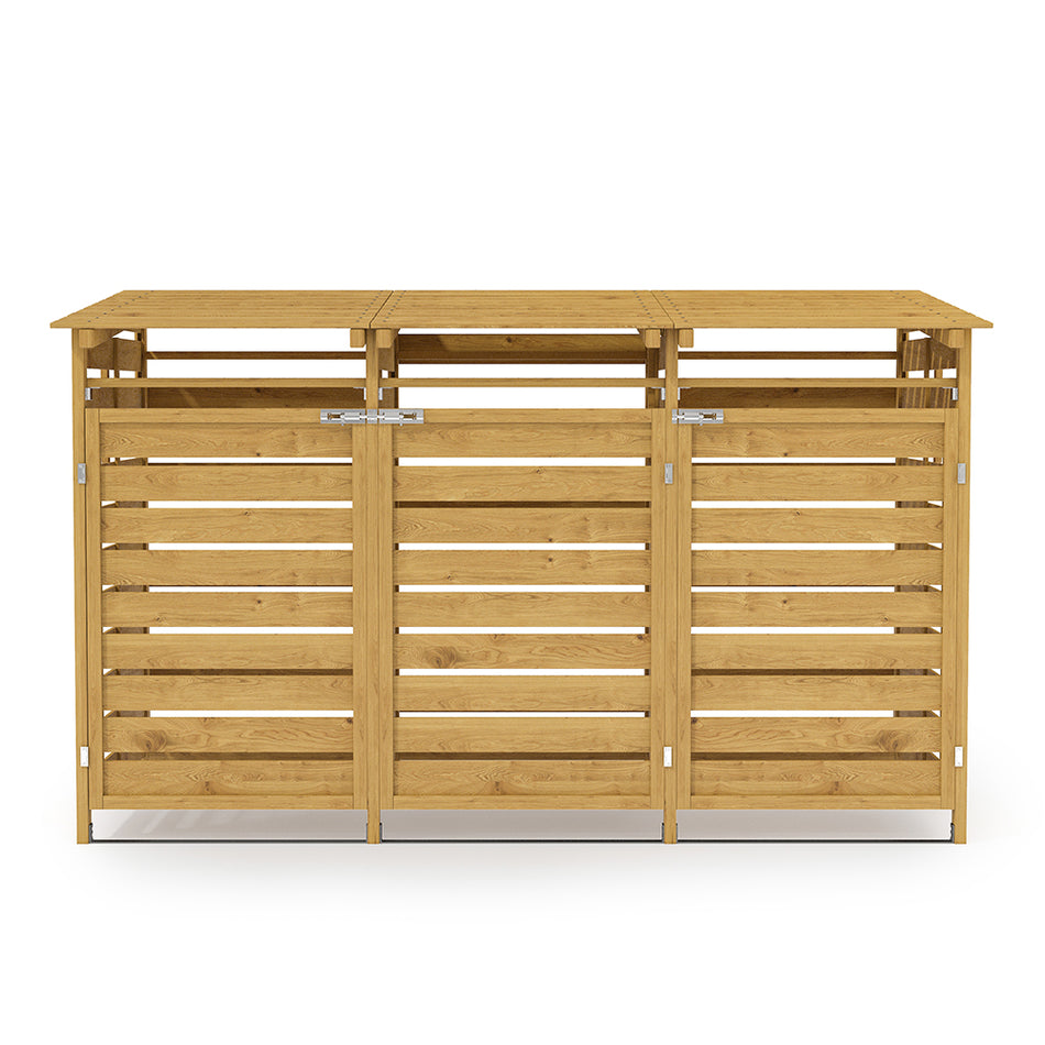 3x7ft Solid Outdoor Spruce Wood Trash Can Storage Shed