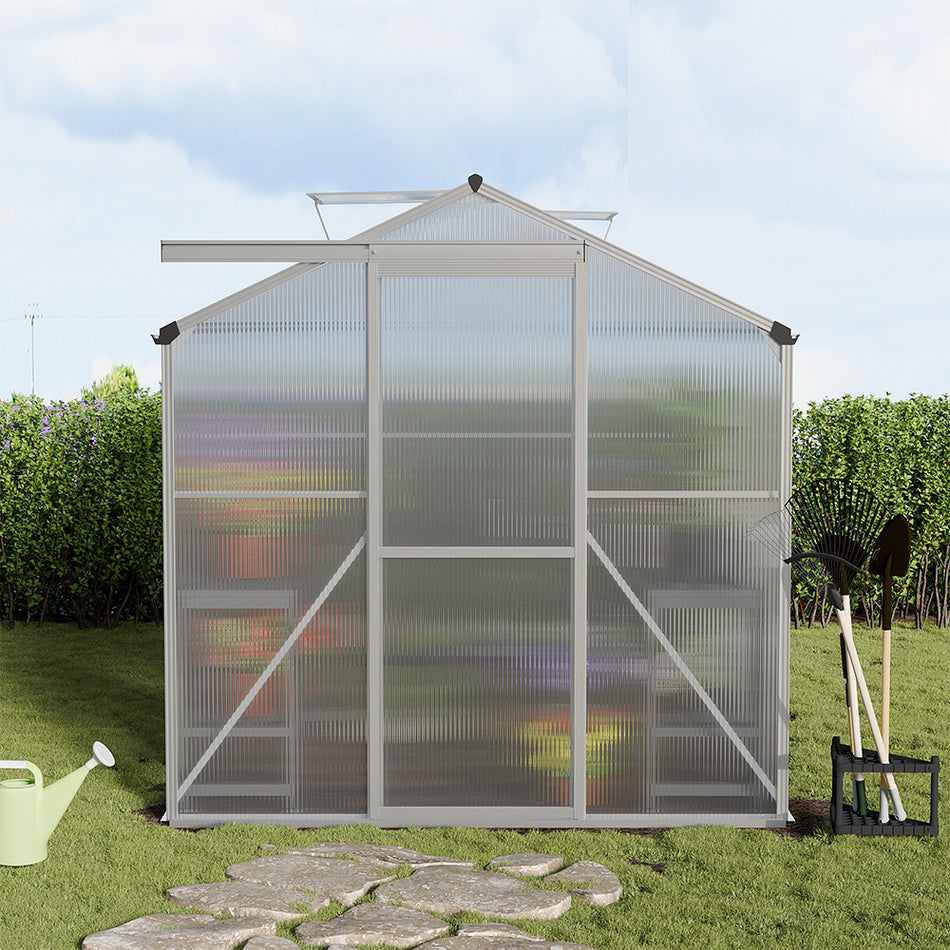 6x10ft White Framed Garden Greenhouse without Base