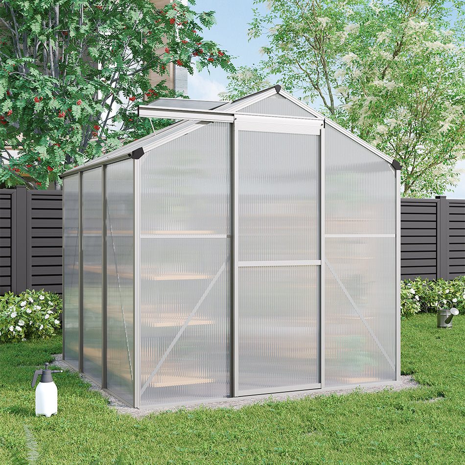 6x6ft White Framed Garden Greenhouse without Base