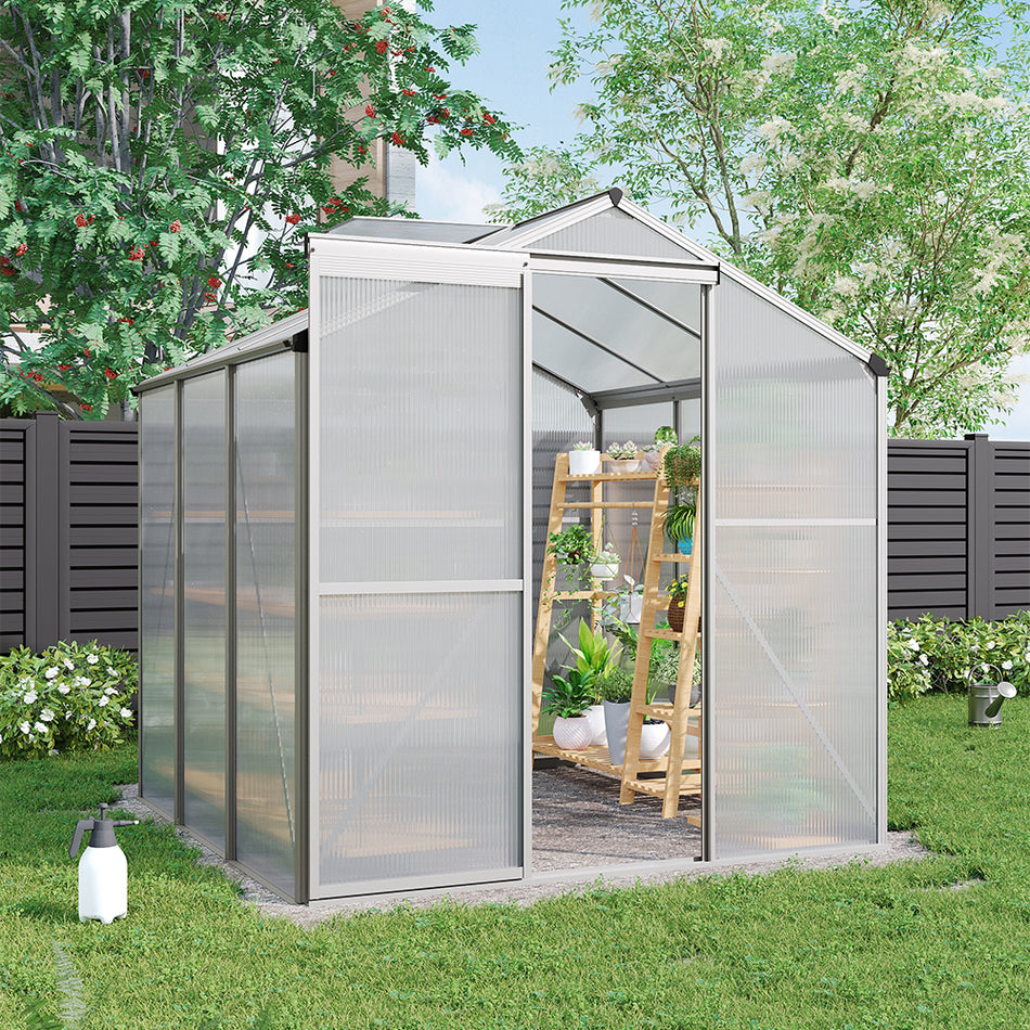 6x6ft White Framed Garden Greenhouse without Base