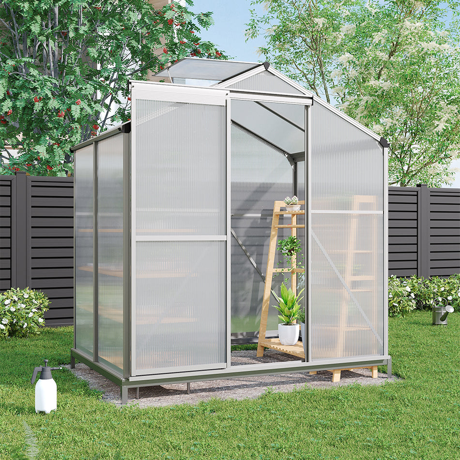 4x6ft White Framed One Vent Greenhouse with Base