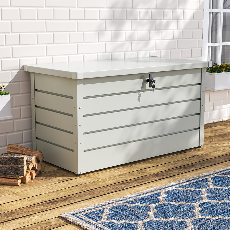 350L White Garden Waterproof Steel Lockable Storage Box