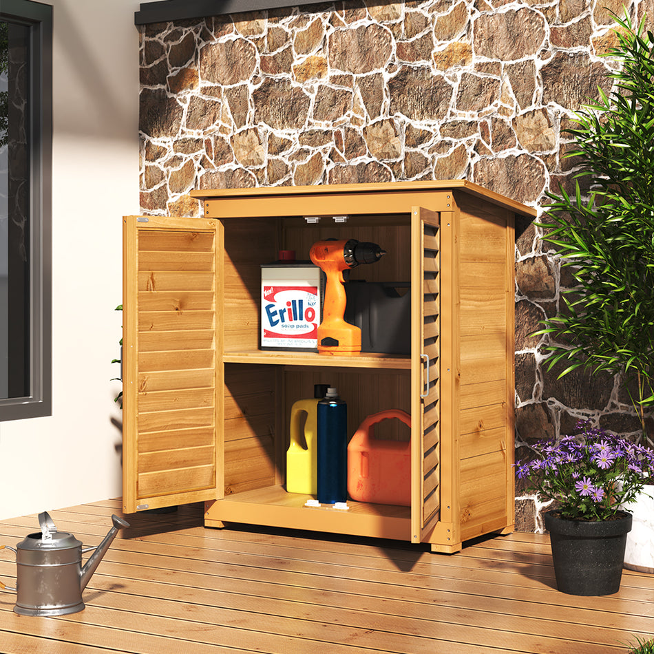 2x3ft Outdoor Solid Wood Storage Cabinet Garden Tool Shed