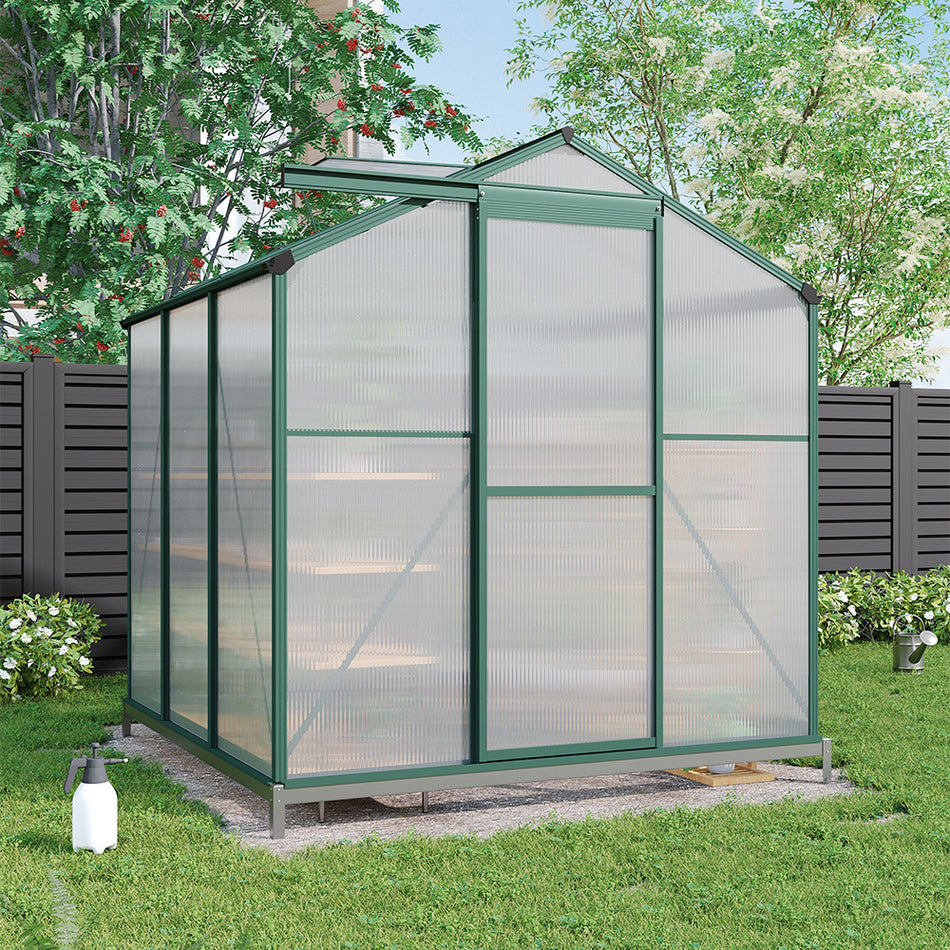 6x6ft Aluminium Framed Garden Greenhouse with Base
