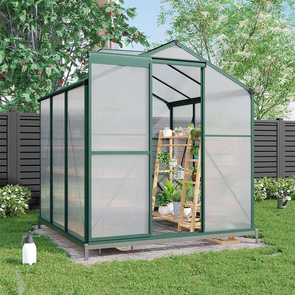 6x6ft Aluminium Framed Garden Greenhouse with Base