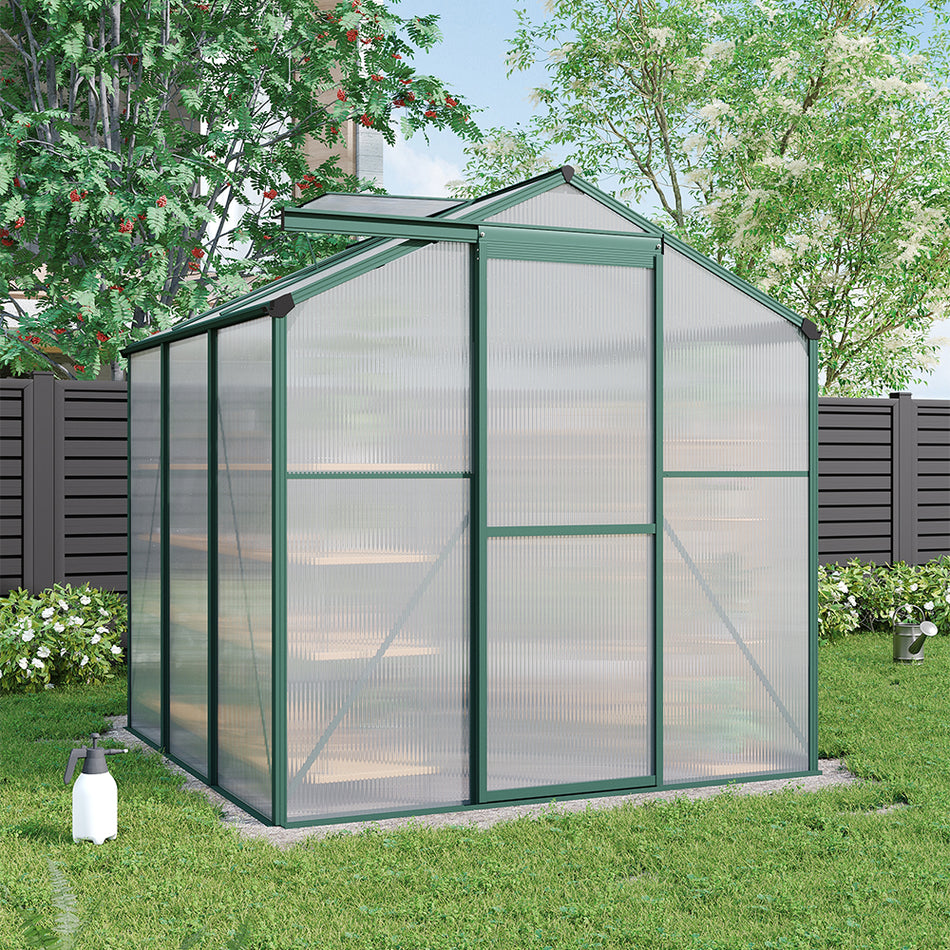 6x6ft Green Framed Garden Greenhouse with One Vent