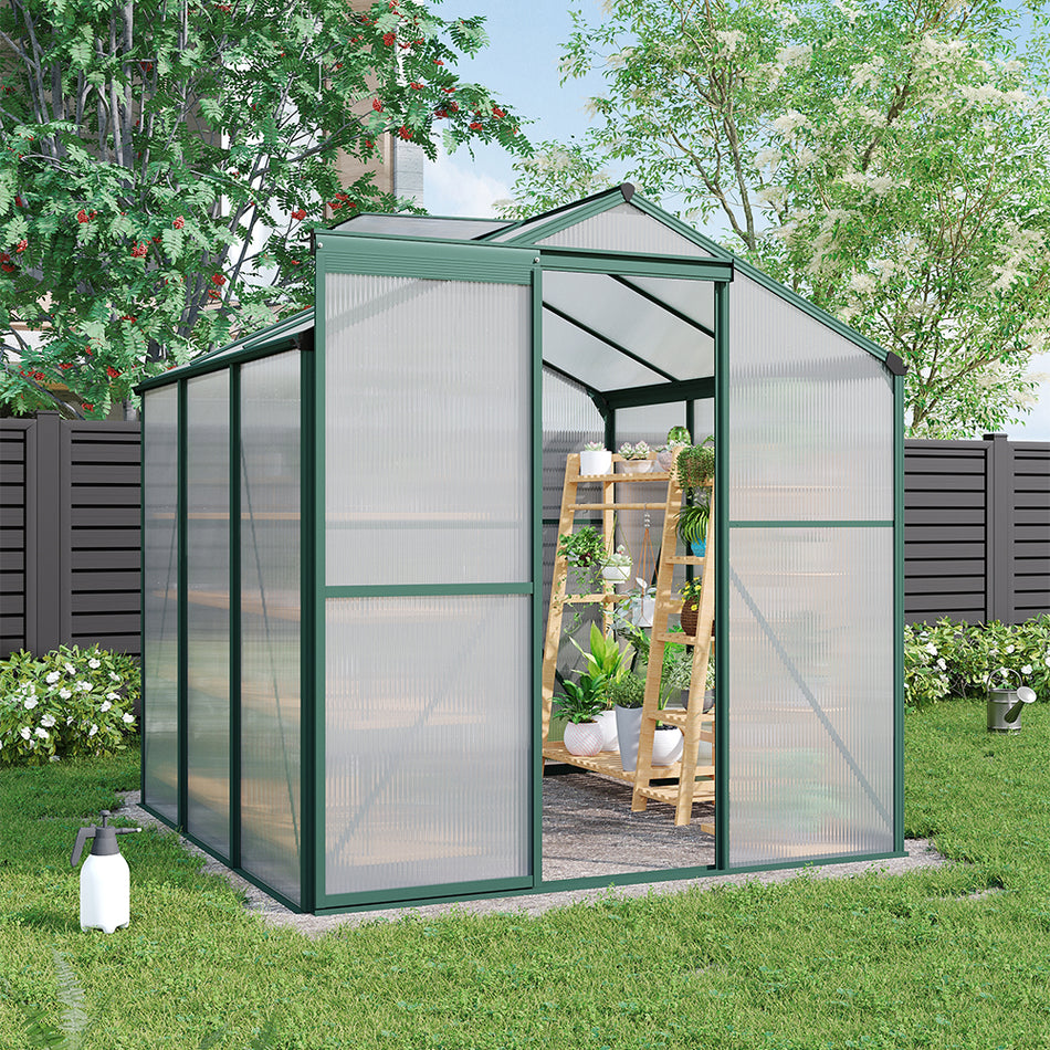 6x6ft Green Framed Garden Greenhouse with One Vent