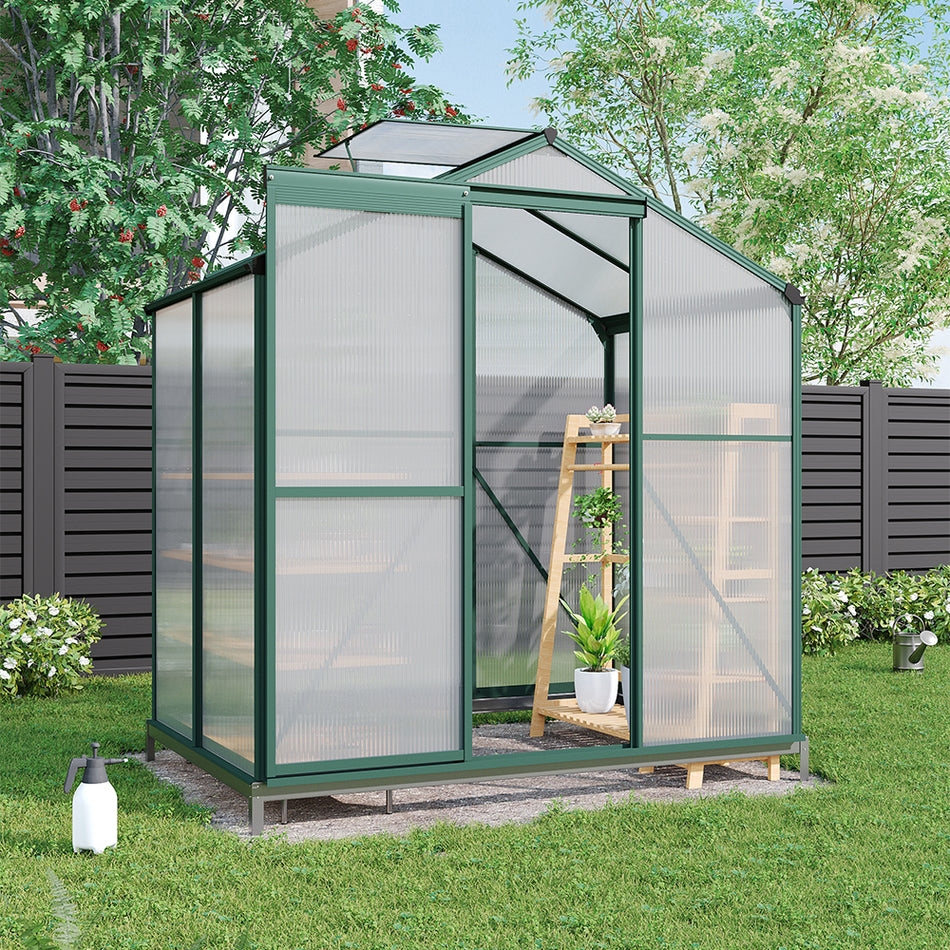 4x6ft Garden Greenhouse Green Framed with Vent