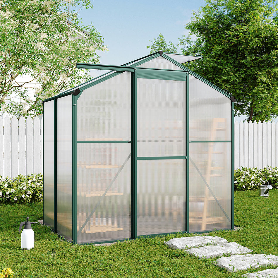 4x6ft Green Framed Garden Greenhouse with Vent
