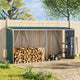 3x11ft Green Garden Zinc Steel Firewood Log Storage Shed