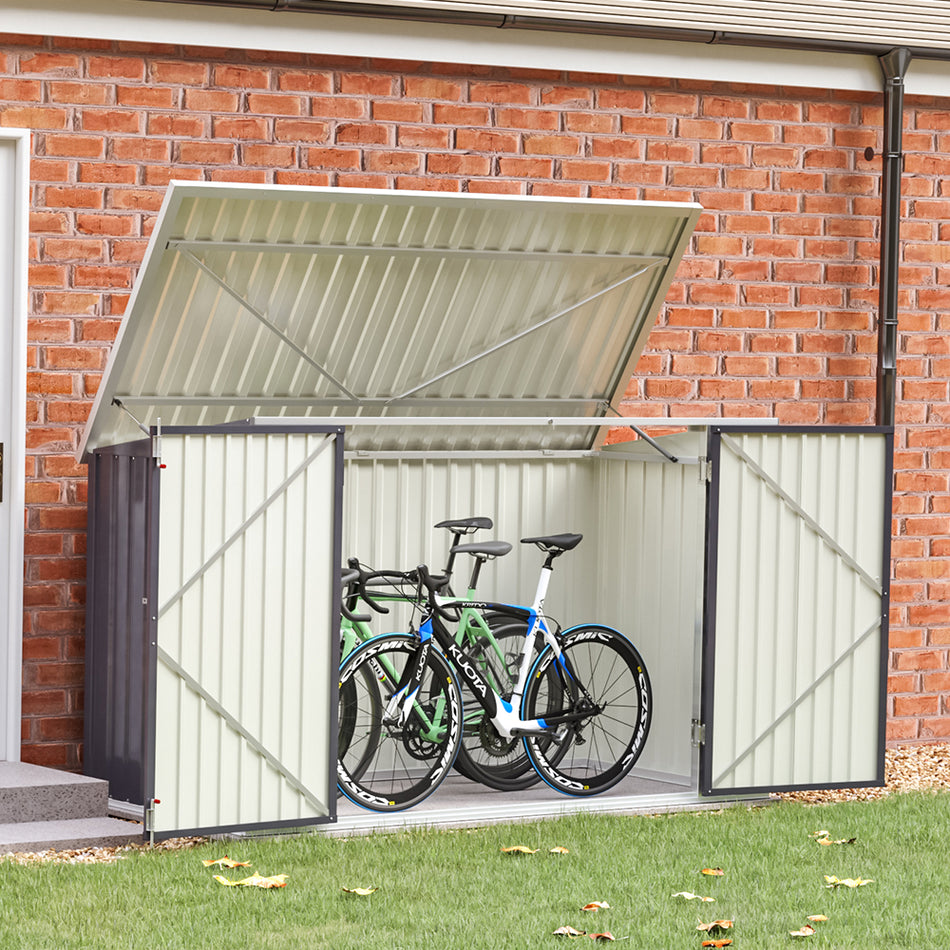 3x7ft Charcoal Black Lockable Stainless Steel Bicycle Storage Shed