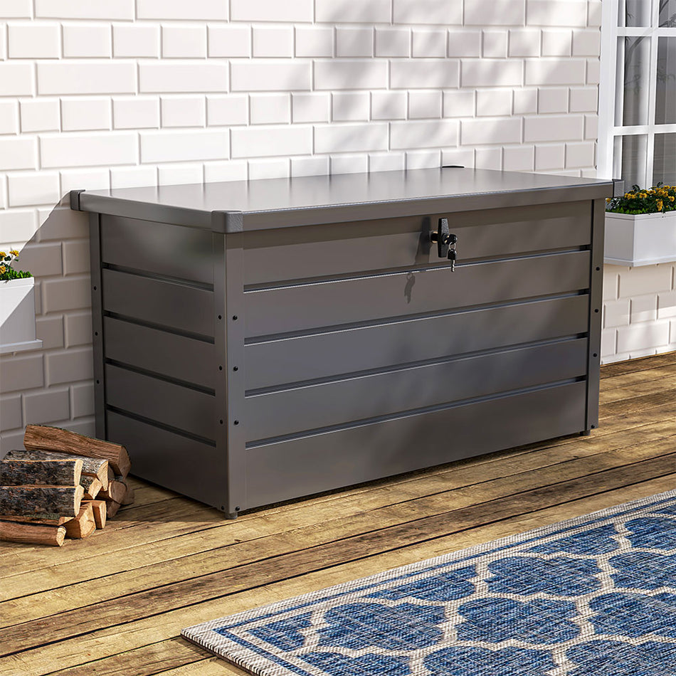350L Grey Metal Lockable Garden Storage Box