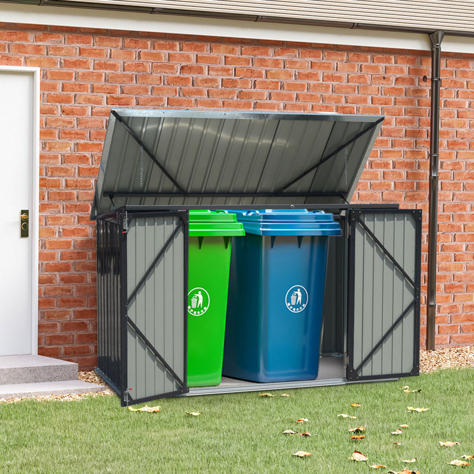 4x6ft Black Outdoor Storage Shed for Rubbish Bin