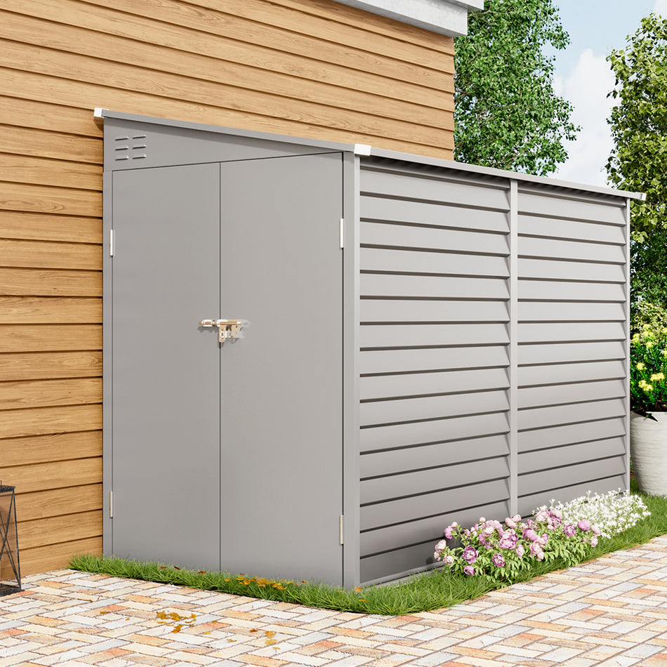 5x9ft White Outdoor Lockable Steel Garden Storage Shed