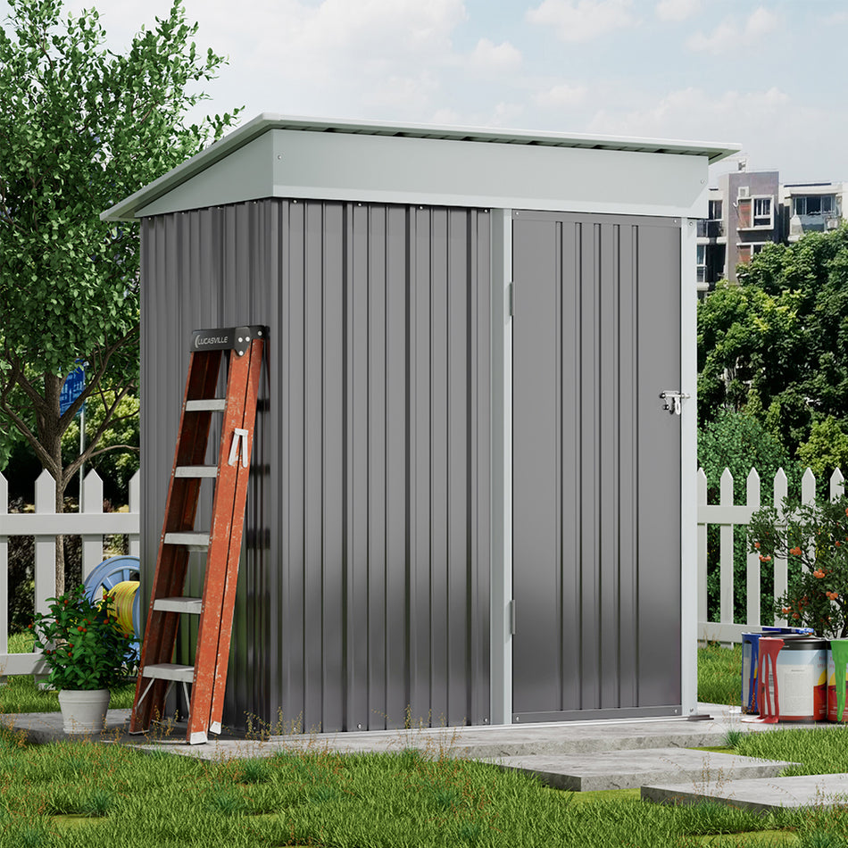 3x5ft Grey Outdoor Metal Storage Shed with Lockable Door