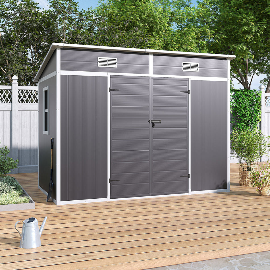4*8ft Grey Outdoor Plastic Garden Storage Shed