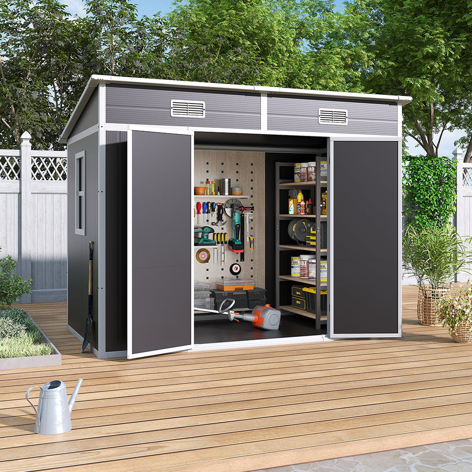 4*8ft Grey Outdoor Plastic Garden Storage Shed