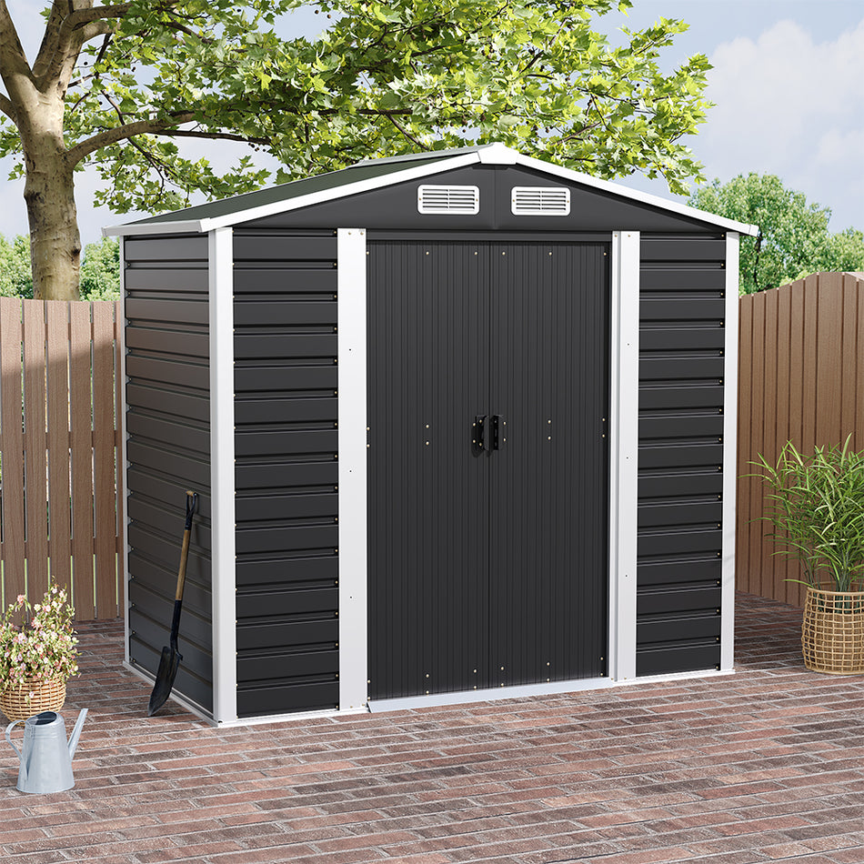 4x7ft Charcoal Black Outdoor Garden Tool Storage Shed